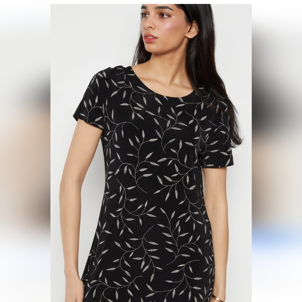 Teddi Dresses,Maxi Black Leaf Print Dress Vintage 90s Size 8